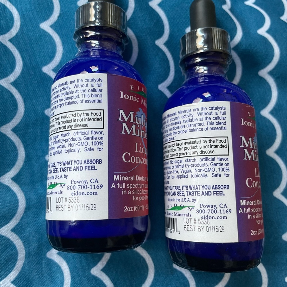 2 Two Ounce glass bottles of Multi Minerals from Eidon